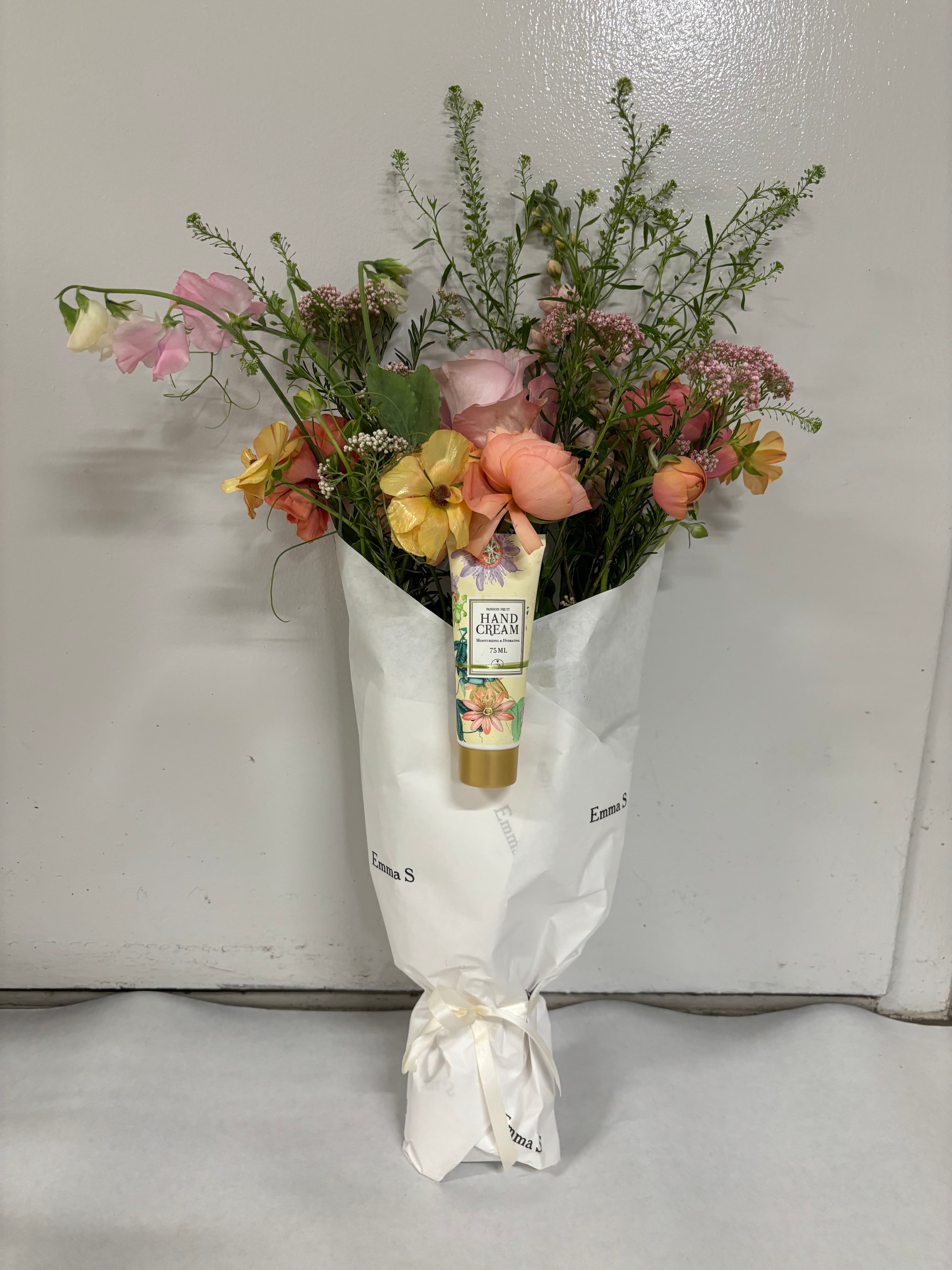 Pastellbukett med produkt